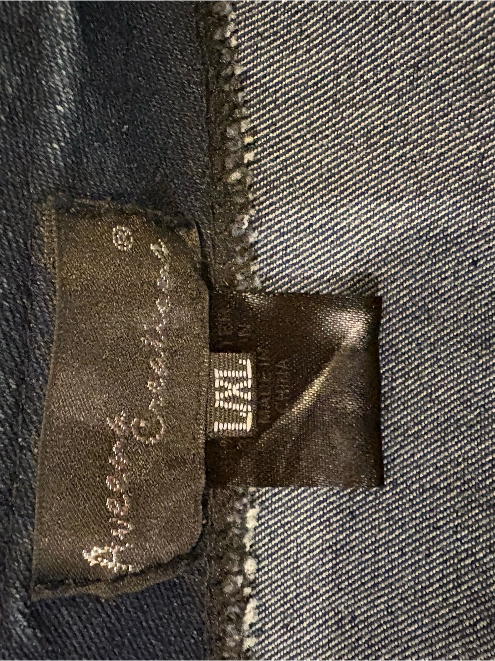 Dark Blue Denim Jacket with Pearl Trim and Lace Hem - Picture 4 of 4